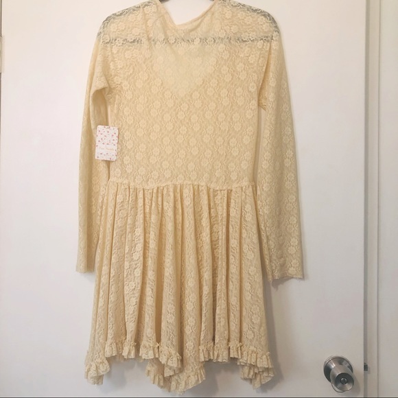 SOLDNWT Free People Women's Long Sleeve Witchy Lace Skater Dress Tea Size Medium - Picture 10 of 12